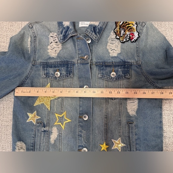 LSU Tigers Denim Jean Jacket Long Sleeve Button Down Gameday Women Sz M - Picture 11 of 14